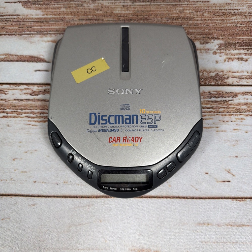 Sony D-E307CK Discman ESP Portable CD Player Silver For Parts or Repair Only